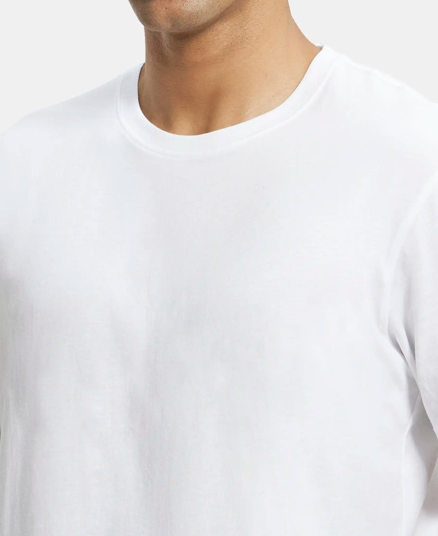 Super Combed Cotton Rich Round Neck Half Sleeve T-Shirt - White-6