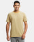 Super Combed Cotton Rich Striped Round Neck Half Sleeve T-Shirt - Burnt Gold & Grey-1