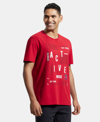 Super Combed Cotton Rich Graphic Printed Round Neck Half Sleeve T-Shirt - Shanghai Red-2