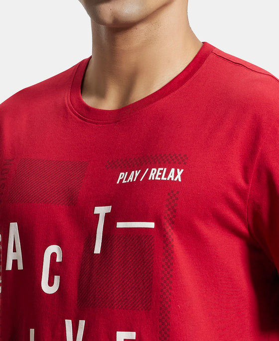 Super Combed Cotton Rich Graphic Printed Round Neck Half Sleeve T-Shirt - Shanghai Red-7
