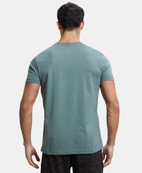 Super Combed Cotton Rich Solid V Neck Half Sleeve T-Shirt  - Balsam Green-3
