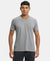 Super Combed Cotton Rich Solid V Neck Half Sleeve T-Shirt  - Grey Melange-1