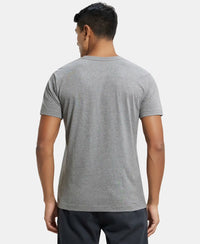 Super Combed Cotton Rich Solid V Neck Half Sleeve T-Shirt  - Grey Melange-3