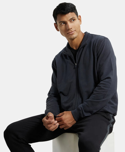 Super Combed Cotton French Terry Jacket with Ribbed Cuffs - Graphite-6