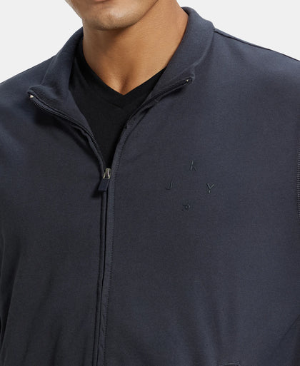 Super Combed Cotton French Terry Jacket with Ribbed Cuffs - Graphite-7