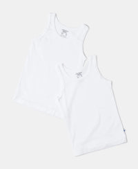 Super Combed Cotton Round Neck Sleeveless Vest - White (Pack of 2)