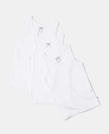 Super Combed Cotton Round Neck Sleeveless Vest - White-5