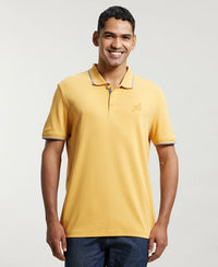 Super Combed Cotton Rich Solid Half Sleeve Polo T-Shirt - Burnt Gold-1