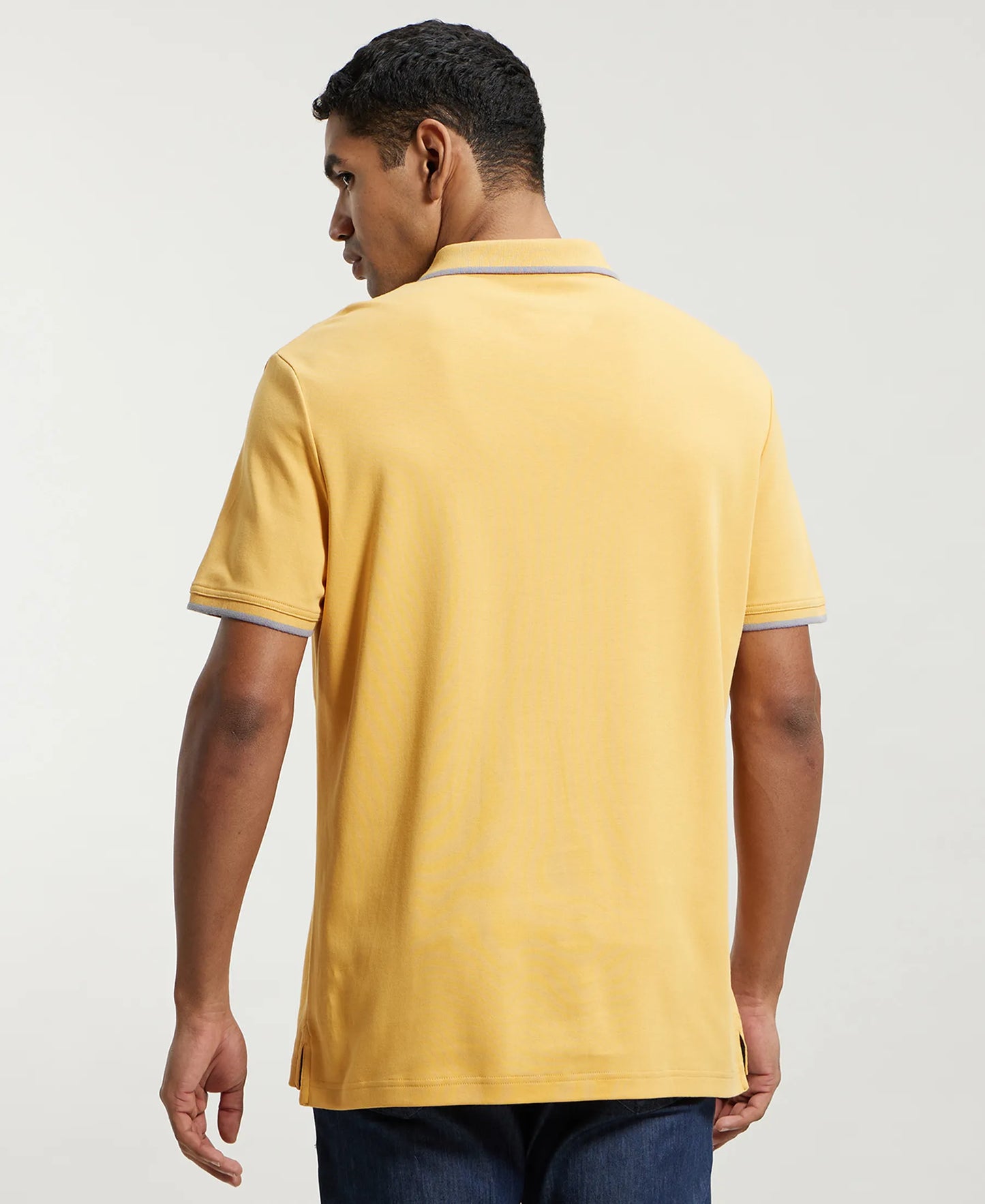Super Combed Cotton Rich Solid Half Sleeve Polo T-Shirt - Burnt Gold-3