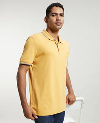 Super Combed Cotton Rich Solid Half Sleeve Polo T-Shirt - Burnt Gold-5