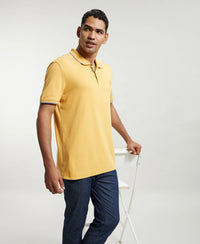 Super Combed Cotton Rich Solid Half Sleeve Polo T-Shirt - Burnt Gold-6