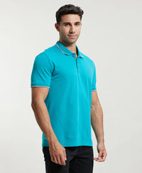 Super Combed Cotton Rich Solid Half Sleeve Polo T-Shirt - Deep Atlantis-2