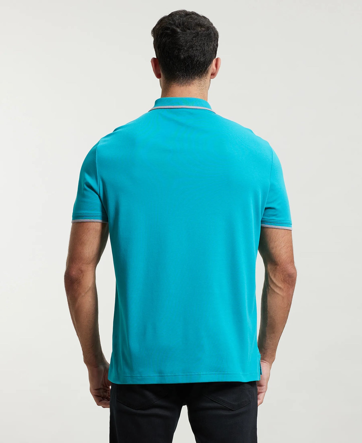 Super Combed Cotton Rich Solid Half Sleeve Polo T-Shirt - Deep Atlantis-3