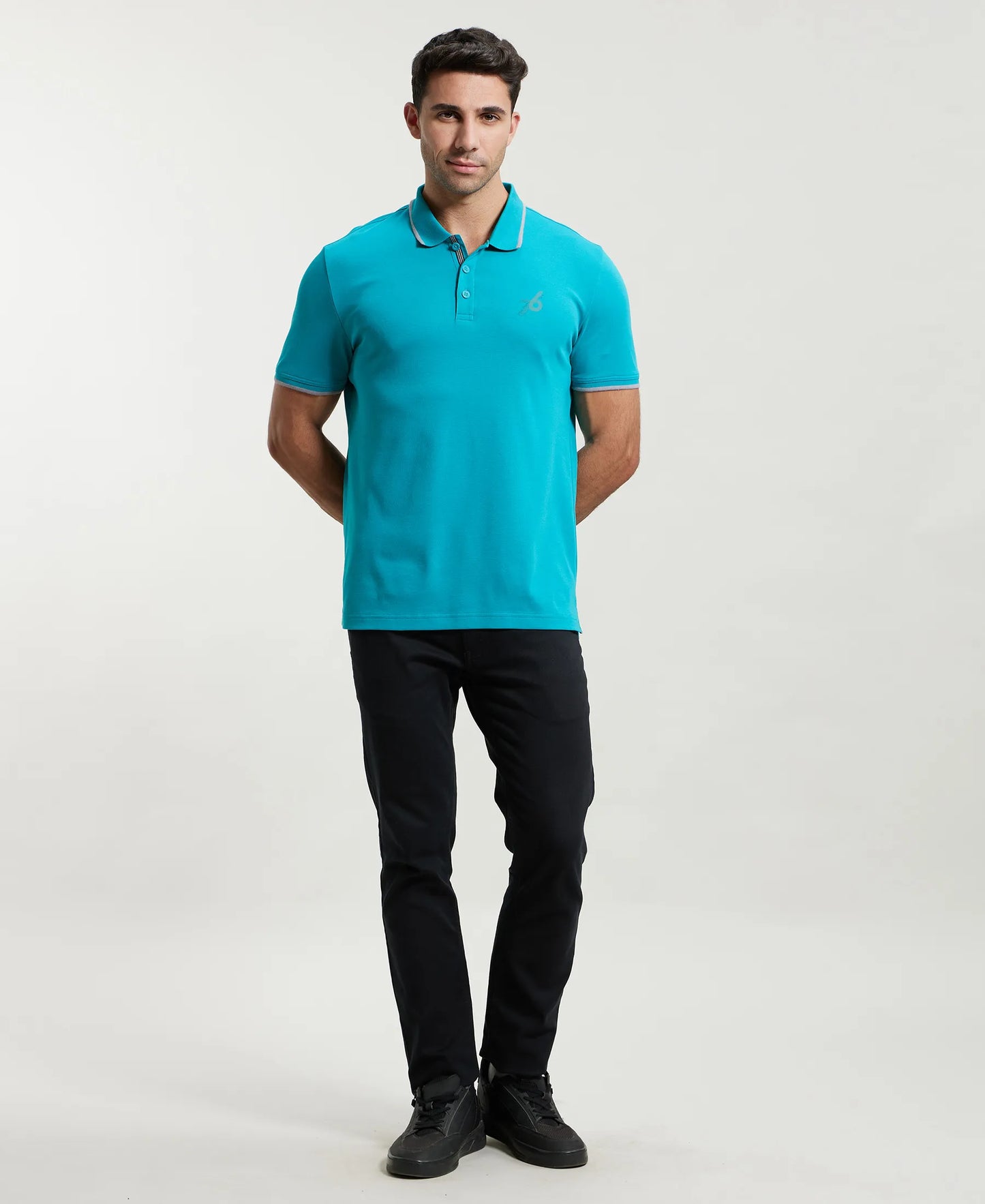 Super Combed Cotton Rich Solid Half Sleeve Polo T-Shirt - Deep Atlantis-4