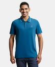 Super Combed Cotton Rich Solid Half Sleeve Polo T-Shirt - Seaport Teal-1