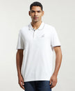 Super Combed Cotton Rich Solid Half Sleeve Polo T-Shirt - White-1