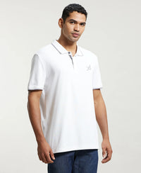 Super Combed Cotton Rich Solid Half Sleeve Polo T-Shirt - White-2