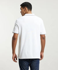 Super Combed Cotton Rich Solid Half Sleeve Polo T-Shirt - White-3