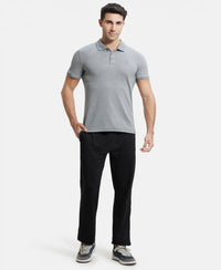 Super Combed Cotton Rich Solid Half Sleeve Polo T-Shirt - Grey Melange-4