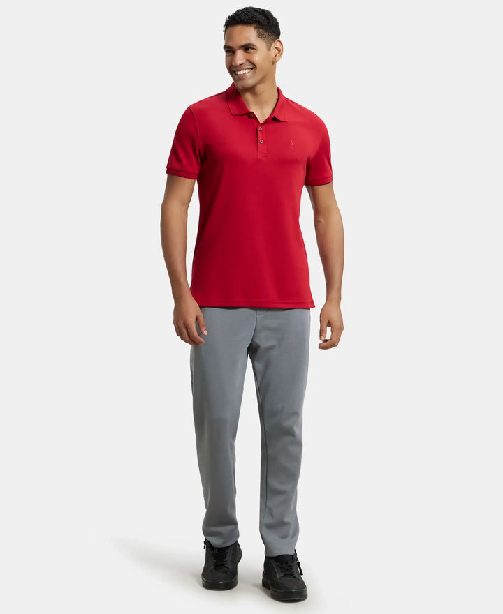 Super Combed Cotton Rich Solid Half Sleeve Polo T-Shirt - Shanghai Red-4