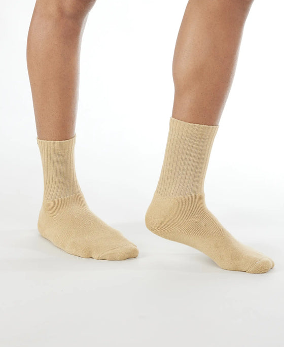 Compact Cotton Terry Crew Length Socks With StayFresh Treatment - Khaki-3