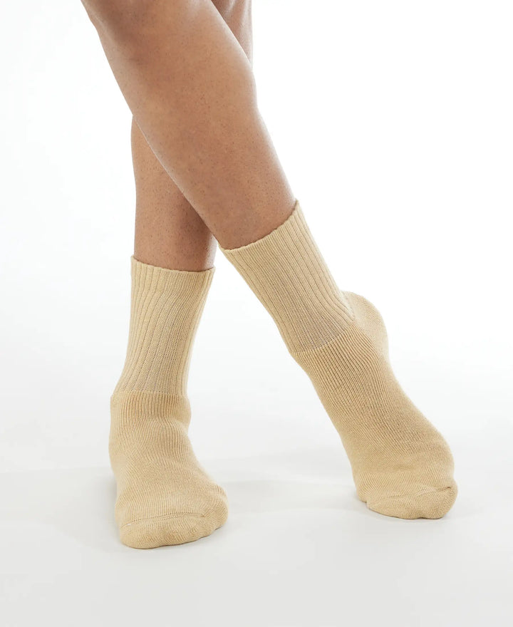 Compact Cotton Terry Crew Length Socks With StayFresh Treatment - Khaki