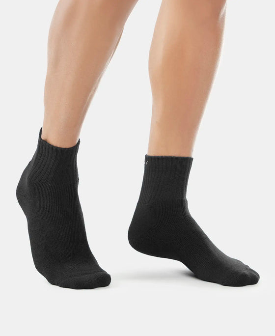 Compact Cotton Terry Ankle Length Socks With StayFresh Treatment - Black-3