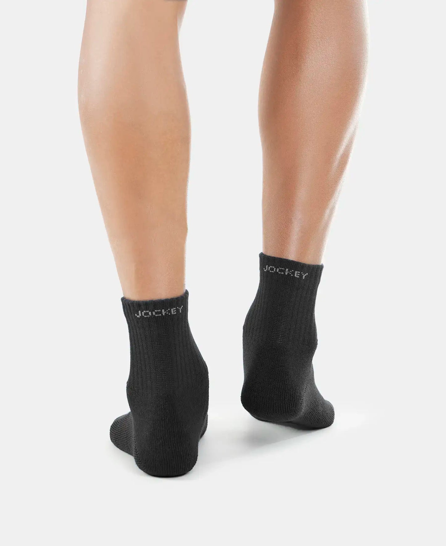 Compact Cotton Terry Ankle Length Socks With StayFresh Treatment - Black-4