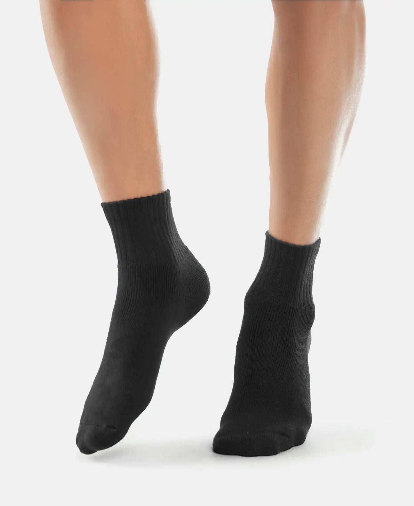 Compact Cotton Terry Ankle Length Socks With StayFresh Treatment - Black-5