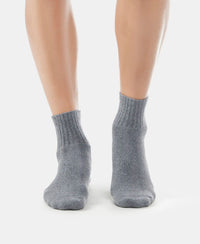 Compact Cotton Terry Ankle Length Socks With StayFresh Treatment - Charcoal Melange-2