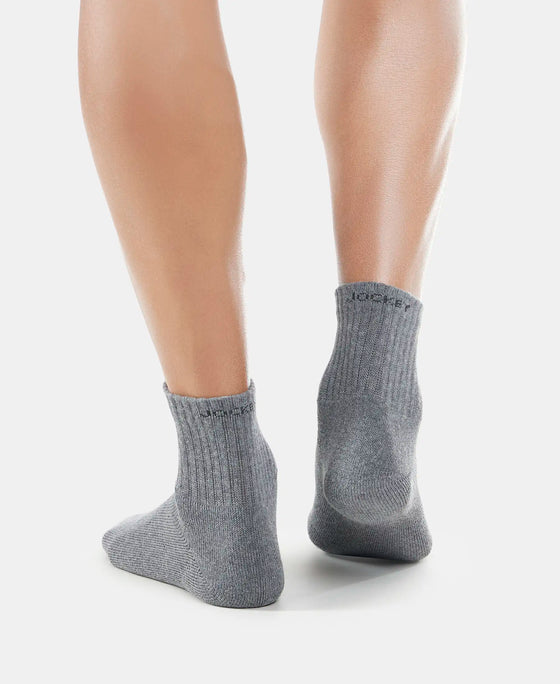 Compact Cotton Terry Ankle Length Socks With StayFresh Treatment - Charcoal Melange-4