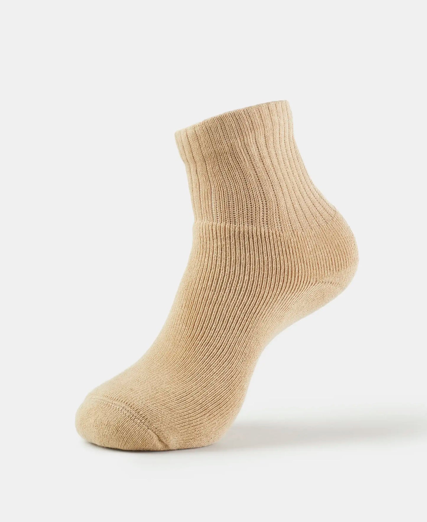 Compact Cotton Terry Ankle Length Socks With StayFresh Treatment - Khaki-1