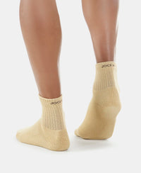 Compact Cotton Terry Ankle Length Socks With StayFresh Treatment - Khaki-4
