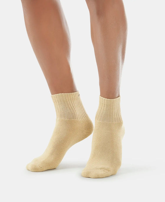Compact Cotton Terry Ankle Length Socks With StayFresh Treatment - Khaki