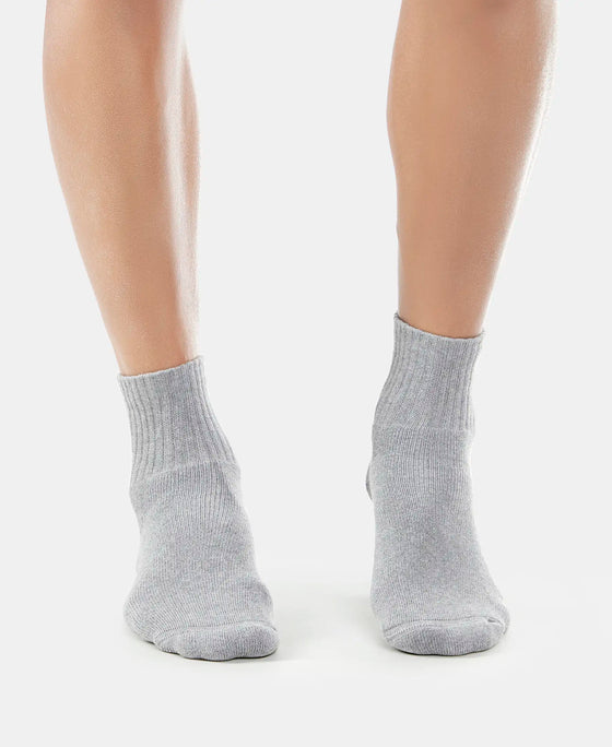 Compact Cotton Terry Ankle Length Socks With StayFresh Treatment - Mid Grey Melange-2