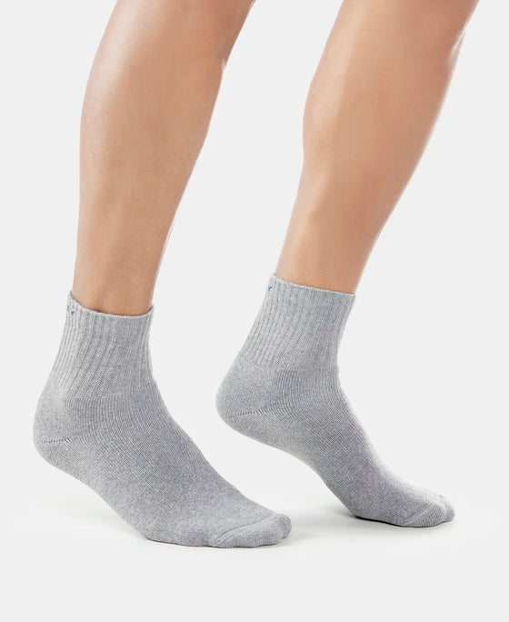 Compact Cotton Terry Ankle Length Socks With StayFresh Treatment - Mid Grey Melange-3