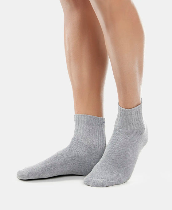 Compact Cotton Terry Ankle Length Socks With StayFresh Treatment - Mid Grey Melange