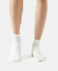 Compact Cotton Terry Ankle Length Socks With StayFresh Treatment - White-2