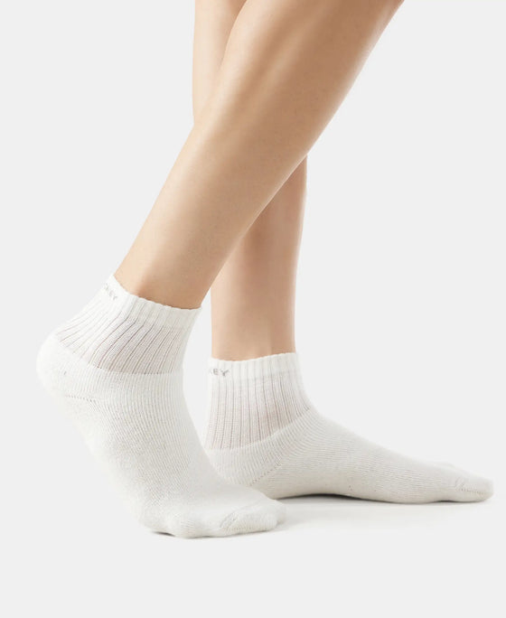 Compact Cotton Terry Ankle Length Socks With StayFresh Treatment - White-3