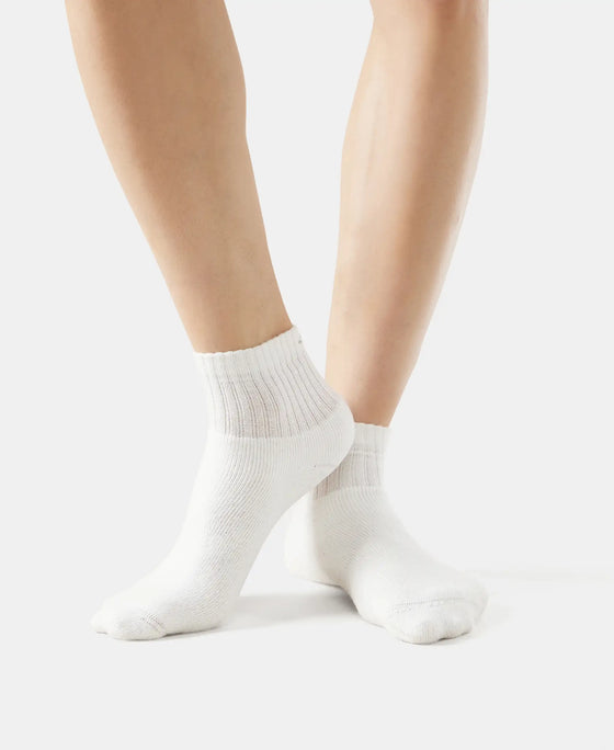 Compact Cotton Terry Ankle Length Socks With StayFresh Treatment - White-4