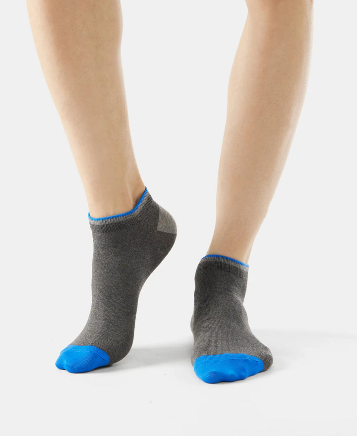 Compact Cotton Low Show Socks With StayFresh Treatment - Charcoal Melange-2