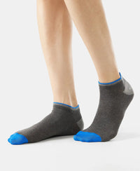 Compact Cotton Low Show Socks With StayFresh Treatment - Charcoal Melange-4
