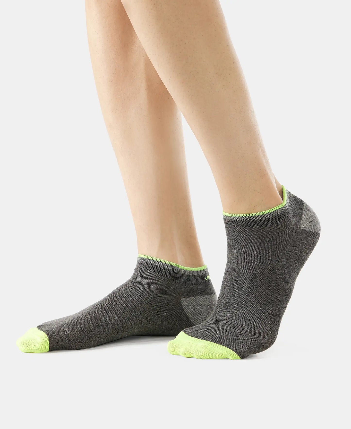 Compact Cotton Low Show Socks With StayFresh Treatment - Charcoal Melange-5