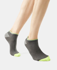 Compact Cotton Low Show Socks With StayFresh Treatment - Charcoal Melange-7