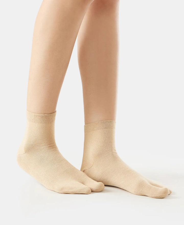 Compact Cotton Stretch Toe Socks with StayFresh Treatment - Skin-3