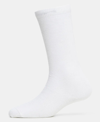 Kid's Compact Cotton Stretch Solid Knee Length Socks With StayFresh Treatment - White-4