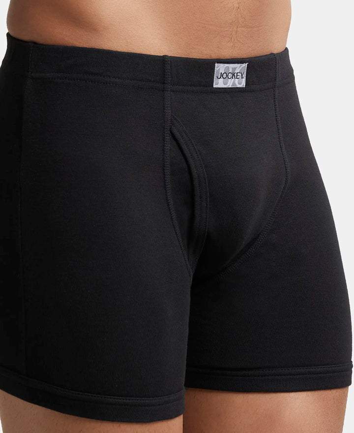 Super Combed Cotton Rib Solid Boxer Brief with Ultrasoft and Durable Waistband - Black (Pack of 2)