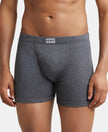 Super Combed Cotton Rib Solid Boxer Brief with Ultrasoft and Durable Waistband - Charcoal Melange-1