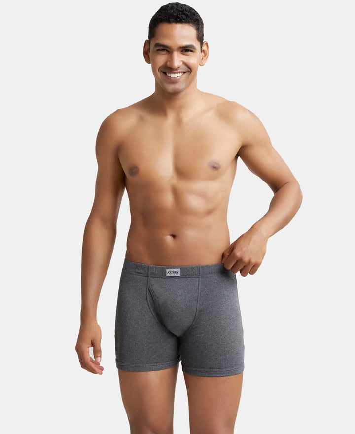 Super Combed Cotton Rib Solid Boxer Brief with Ultrasoft and Durable Waistband - Charcoal Melange-6