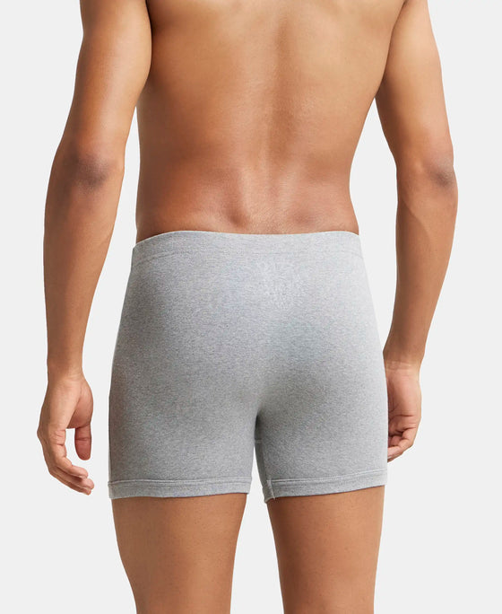 Super Combed Cotton Rib Solid Boxer Brief with Ultrasoft and Durable Waistband - Grey Melange-3